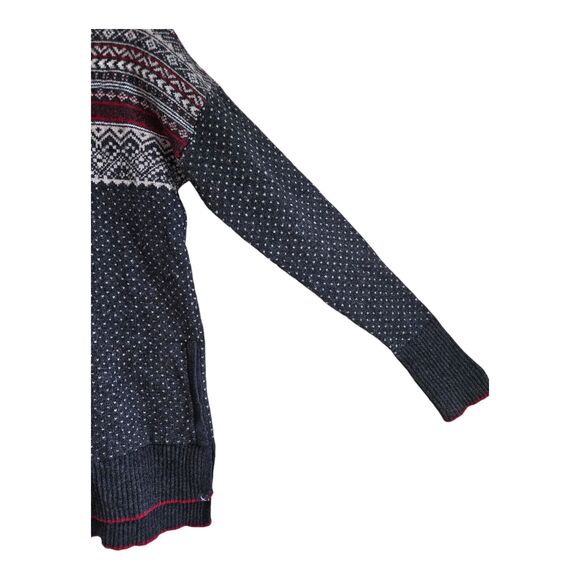 EDDIE BAUER Women's S Sweater Fair Isle Oslo Funnel Neck Gray Red Wool Blend 36" - Picture 6 of 10